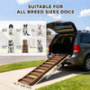 Foldable Dog Car Ramp, Dog Ramp with Anti-Slip Steps, Pet Stairs for Senior Pets to Access Cars and High Beds, Brown