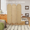 Bohemian Privacy Screen, Folding Room Divider with 3 Panels and Arched Top for Bedroom Living Room Office, Natural Wood