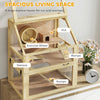 Wooden Hamster Cage, 3 Tier Gerbil Cage with Deep Bottom, Hut, Seesaw, Exercise Wheel, Ramps, 24