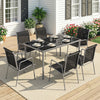 7 Piece Garden Dining Set, Garden Furniture Set with Rectangle Table and 6 Stackable Chairs