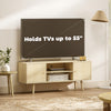 TV Stand Cabinet for TVs up to 55 Inches, Entertainment Unit with Storage Shelves and Wood Legs for Living Room