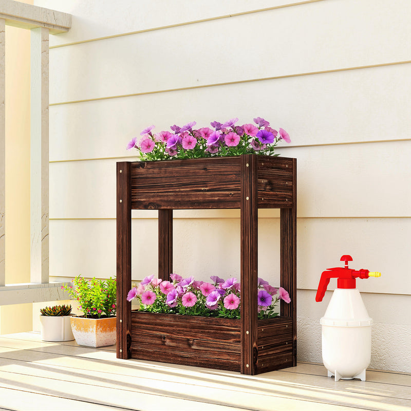 2-Tier Wooden Raised Garden Bed with Legs, 23.6