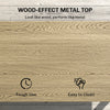 2-Tier Rectangle Outdoor Coffee Table, Patio Table with Wood-Effect Metal Top, Wicker Shelf for Garden, Backyard, Brown