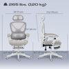 Mesh Desk Chair with Adjustable Headrest, Reclining Ergonomic Office Chair with Footrest, Light Grey