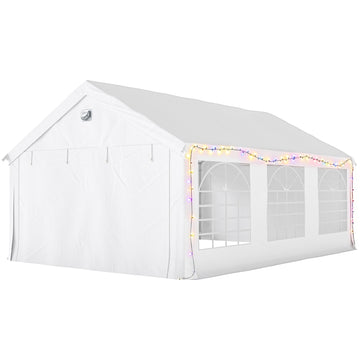 20' x 13' Party Tent, Heavy Duty Gazebo Canopy with Windows, Outdoor Party Wedding Tent with 4 Removable Sidewalls White