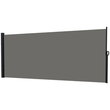 13' x 6' Retractable Side Awning, Outdoor Privacy Screen for Garden, Hot Tub, Balcony, Terrace, Pool, Dark Grey