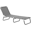 Outdoor Folding Lounge Chair, Steel Tanning Chair with Reclining Back, Breathable Mesh for Beach, Yard, Patio, Grey
