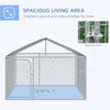 Dog Kennel Outdoor Run Fence with Roof, Steel Lock, Mesh Sidewalls for Backyard & Patio, 9.8' x 9.8' x 7.7'
