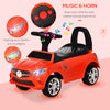 Kids Ride On Push Car, Foot-to-Floor Walking Sliding Toy Car for Toddler with Under Seat Storage, Music, Headlights Red