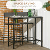 Industrial Bar Table Set Counter Height 3 Piece and 2 High Back Stools Set Dining Table Set Grey