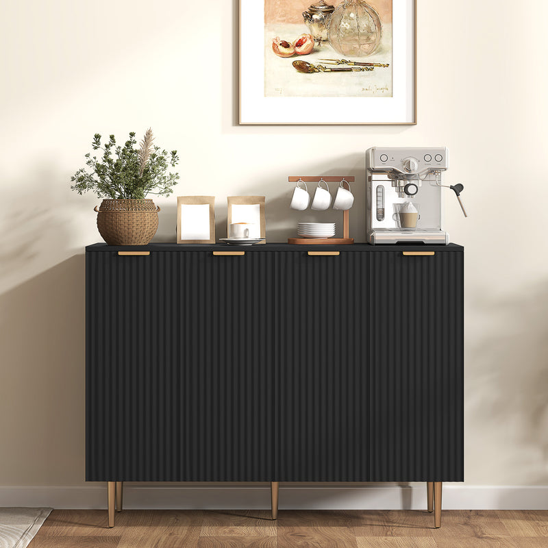 Modern Kitchen Storage Cabinet, Sideboard Buffet Cabinet with Adjustable Shelves for Kitchen Hallway, Black