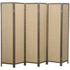 6 FT Room Divider, 6 Panel Folding Privacy Screen, Lightweight Handwoven Freestanding Partition for Home Office, Brown
