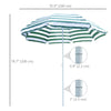 6FT Round Beach Umbrella with Tilt Mechanism, Outdoor UV Protection Sun Shaded Canopy with Push Button, Striped Green