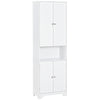 Tall Bathroom Storage Cabinet, Slim Bathroom Cabinet with 4 Shutter Doors and Adjustable Shelves, Toilet Vanity Cabinet, Narrow Organizer, White
