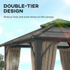 10' x 10' Hardtop Gazebo with 7mm Polycarbonate Double-Tier Roof, Outdoor Gazebo with Netting and Curtains, Khaki