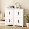Farmhouse Bathroom Storage Cabinet, Bathroom Floor Cabinet with Barn Doors and Adjustable Shelf, White