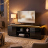 TV Stand for TVs up to 60 Inch, Modern Entertainment Center with LED Lights and Power Outlets, High Gloss Black