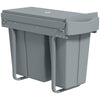 Pull Out Garbage Bin for Kitchen, 30L Under Sink Garbage Can, 2 Removable Compartments, Grey