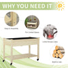 Mobile Raised Garden Bed Elevated Wood Planter Box with Lockable Wheels, Storage Shelf for Herbs Vegetables, Natural
