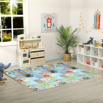 Qaba Foldable Baby Play Mat Double-Sided, Reversible Foam Soft Crawling Mat for Toddlers, for Bedroom, Nursery and Playroom