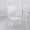 Modern Dining Chairs Set of 4, Upholstered Faux Leather Kitchen Chairs with Rhombic Tufting and Metal Legs for Living Room, White