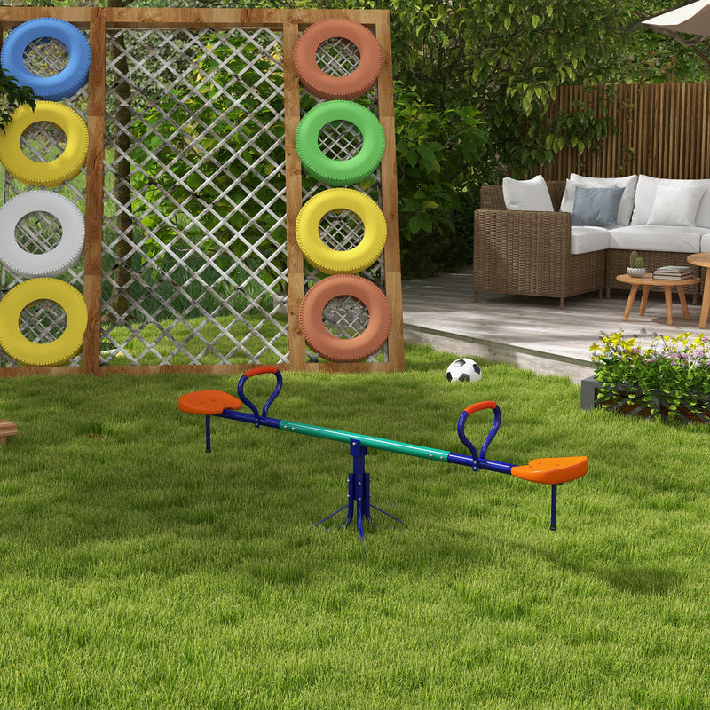 Kids Seesaw Swivel with 360 Degrees Rotating, Outdoor Playground Equipment for Backyard, Playground, Multicoloured
