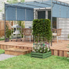 Galvanized Planter Box, Outdoor Raised Garden Bed with 3-Tier Trellis Tomato Cage for Climbing Vines, Vegetables, Green