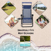 2 Piece Foldable Lounge Chair with Canopy Shade, Outdoor Zero Gravity Chair w/ Side Tray & Cup Holder, Reclining Lounger w/ Breathable Mesh Fabric Seat, Pillow, Blue