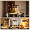 Farmhouse Kitchen Island Lighting, Linear Pendant Light with 4 Rotatable Frames and Adjustable Height, Black