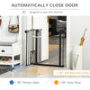Retractable Gate Extra Wide Press-Mounted with Cat Door, Auto Closing Pet Gate for Stair, Hallway, 29-32 Inch