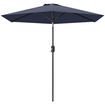 Patio Sun Umbrella, Outdoor Parasol with 6 Ribs, Blue