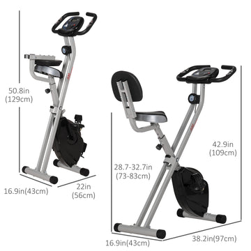 Soozier Foldable Indoor Stationary Bike with 8 Levels of Magnetic Resistance, Exercise Bike for Cardio Workout, Black