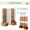 Outdoor Privacy Screen Wood Privacy Panel with 4 Planter Boxes, Raised Bed with 3 Panels, Drainage Holes