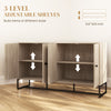 Sideboard Buffet Cabinet with 2 Adjustable Shelves and Steel Base, TV Stand, Coffee Bar Cabinet for Living Room, Oak