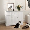 Cat Litter Box Enclosure with Drawer, Storage, Anti-tip Kit, for Living Room, Bedroom, White