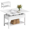 Lift Top Coffee Table with Storage and Hidden Compartment, Modern Convertible Center Table for Living Room, White