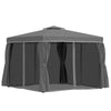 10' x 10' 2-Tier Outdoor Gazebo Canopy Tent with Zippered Mesh Sidewalls, Aluminum Frame for Patio, Backyard