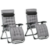 Folding Garden Chairs Set of 2, Reclining Zero Gravity Chair, Sun Lounger with Cushion and Headrest, Dark Grey