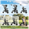 6-in-1 Toddler Tricycle for 12-50 Months, Foldable Kids Trike with Adjustable Seat and Push Handle, Safety Harness, Removable Canopy, Footrest, Grey