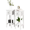 Nightstand Set of 2 with Drawer and Open Storage Shelf White