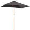 6.6x5ft Square Market Parasol, Wooden Patio Umbrella with Tilt Mechanism and 6 Bamboo Ribs, Garden Sunshade, Dark Grey