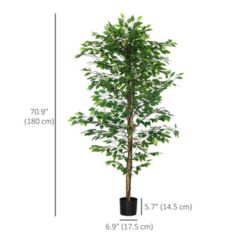 Set of 2 6ft Artificial Trees Ficus, Indoor Fake Plants with Pot, for Home Decor