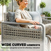 Rattan Wicker Sofa 3-Seater Outdoor Couch with Cushions for Patio Garden Grey