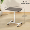 Height Adjustable Standing Desk, Pneumatic Sit Stand Desk with Wheels and Headphone Hook, Grey Wood Grain