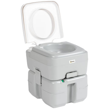 Porta Potty, 5.3 Gallon Portable Toilet with Level Indicator and Anti-Leak Pump for Camping, Boating, Hiking, Travel, RV