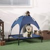 Elevated Cooling Pet Bed Portable Raised Dog Cot with Canopy for Medium Sized Dogs, Dark Blue