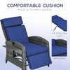 Outdoor Recliner Chair with Adjustable Backrest, Cushion, Side Tray, Dark