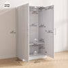 Wardrobe Cabinet with Hanging Rod, Anti-Tipping and 2 Barn Doors, Farmhouse Wardrobe Closet for Bedroom