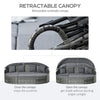 4 Pieces Patio PE Wicker Round Daybed, Outdoor Rattan Garden Lounge Furniture Sets, Grey
