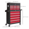 14 Drawer Rolling Tool Chest, Lockable Tool Storage Cabinet with Detachable Top Toolbox, Protective Liner
